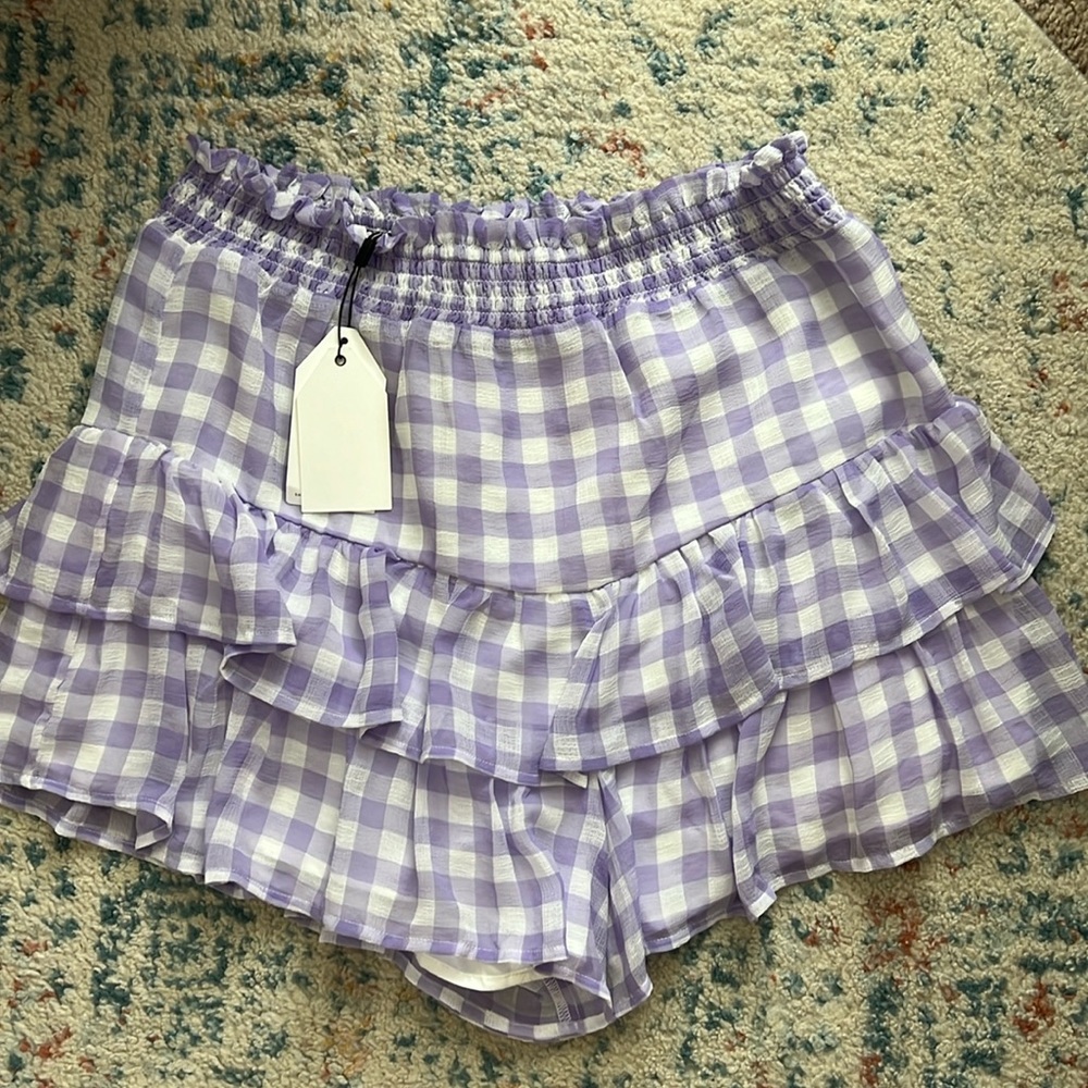 English Factory Gingham Print Shorts - Lilac